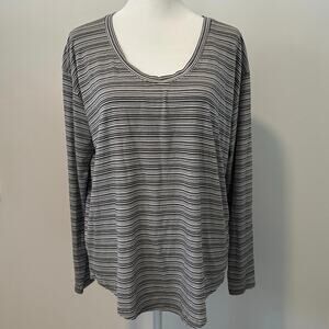 Athleta Cloudlight Stratus Striped Long Sleeve Gray Shirt